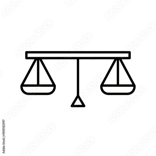 A minimalist icon of a balance scale with two triangular arms and a central triangle