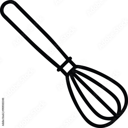 Black outline of a kitchen whisk on a background utensil