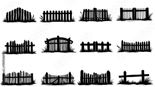 silhouette fence, fence silhouette, fence clipart, fence vector, black fence, garden fence, wooden fence, picket fence, wrought iron fence, metal fence, farm fence, ranch fence, wire fence, backyard f
