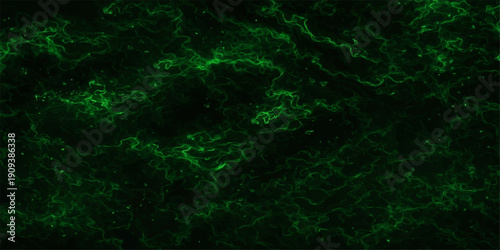 A seamless digital wallpaper features a glowing green abstract background with looping animated textures of liquid cells and electric blue lightning patterns reflecting motion and energy