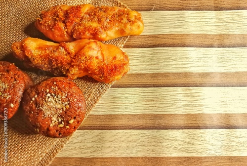 Assorted Sweet Bread on Wooden Background