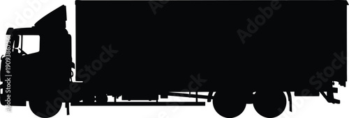 Large truck silhouette on white background viewed from side profile