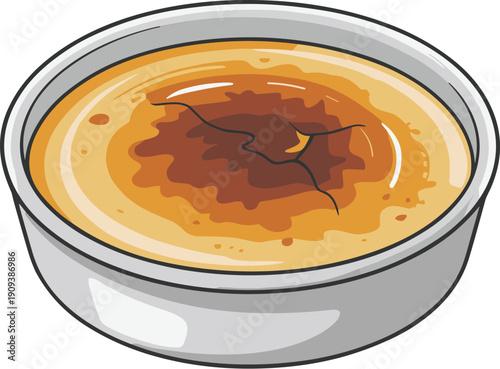 Hot cream delicious dessert food in a bowl vector on white background.