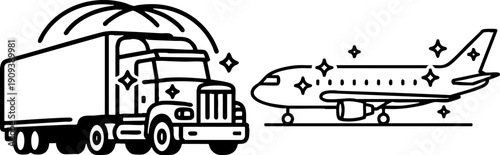 Global Logistics and Transport Shipping Line Icon