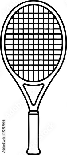 Tennis Racket with Strings Outline Icon for Sports Design