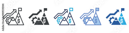 Goal icon set multiple style collection