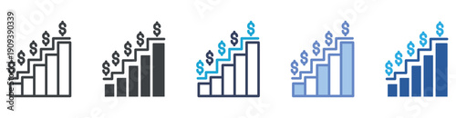 Growth icon set multiple style collection