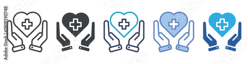 Healthcare icon set multiple style collection