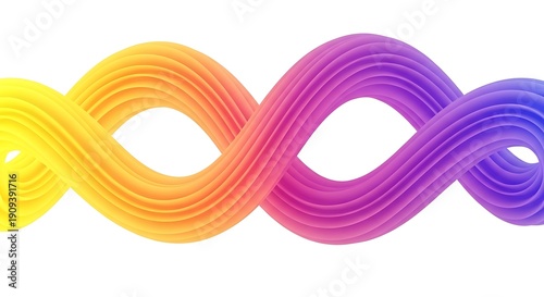 An abstract colorful wave design features a vibrant purple and pink violet curve pattern as a digital 3d illustration for a light rainbow backdrop
