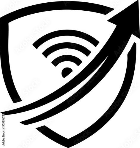 Wireless Security Shield and Speed Boost Icon Vector Graphic