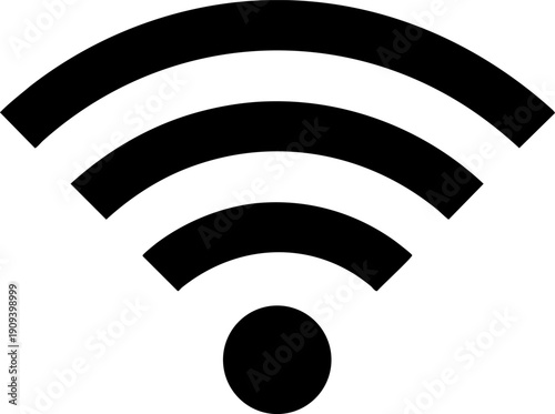 Simple Black Wi-Fi Wireless Network Connectivity Icon Symbol