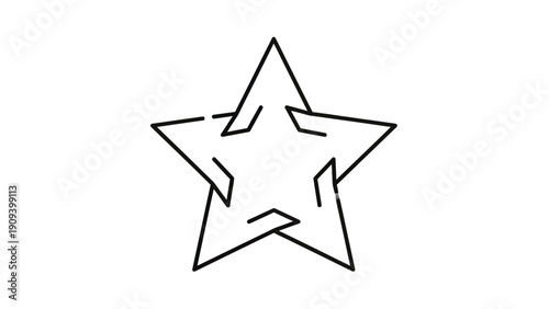 A black, abstract star shape with broken lines on a white background
