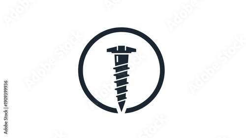 A stylized screw icon within a circle. The screw is a dark silhouette