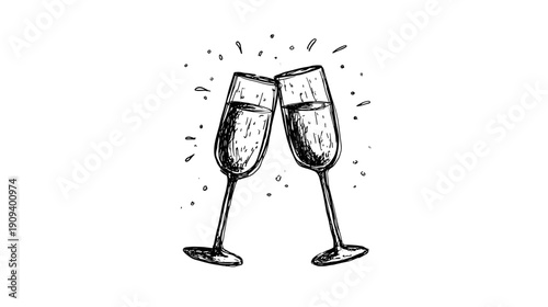 champagne glasses on white background , celebration vector illustration