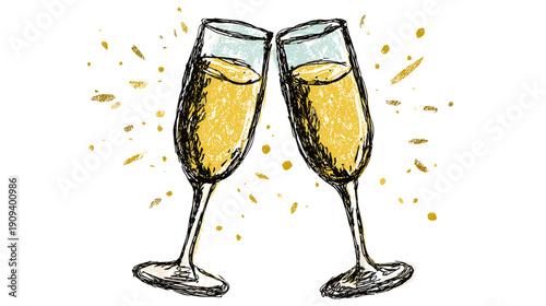champagne glasses on white background , celebration vector illustration