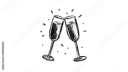 champagne glasses on white background , celebration vector illustration