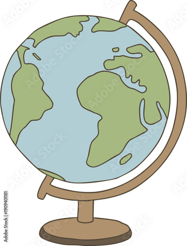 Warm Hand-Drawn Globe Color Illustration Drawing Element