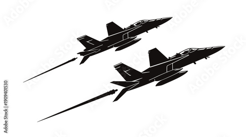 silhouette of a fighter plane on white background vector illstration 
