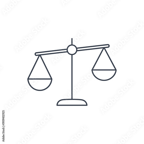 Outline drawing of a scale with two unbalanced pans