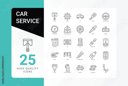 Car service icons and symbols for automotive industry