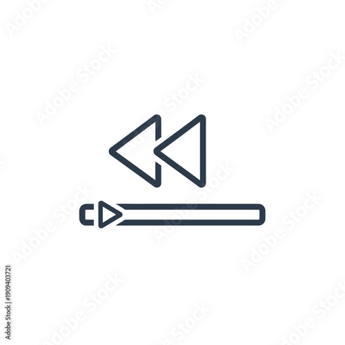 A simple icon featuring two rewind arrows above a play/pause bar
