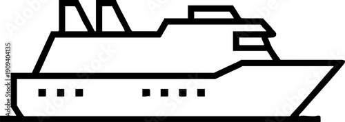 Cruise Ship Icon Line Art Vector Graphic for Travel and Transport