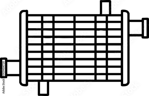 Industrial Heat Exchanger Core Vector Line Icon Illustration