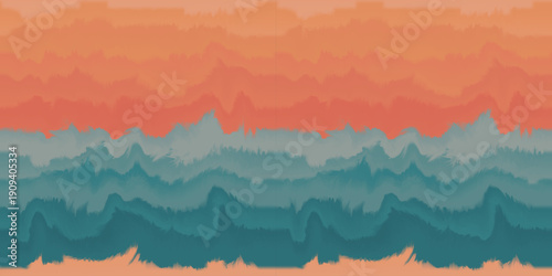 Seamless Blue and Orange Waves Abstract Art