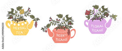 Herbal and Berry Tea Rustic Vector Label Clipart