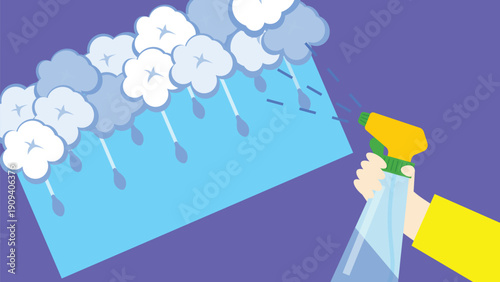 Spray Cleaner Cleaning the Air from Smoke. Vector Illustration