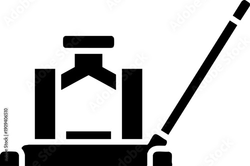 Automobile mechanical lifting floor jack black icon design.