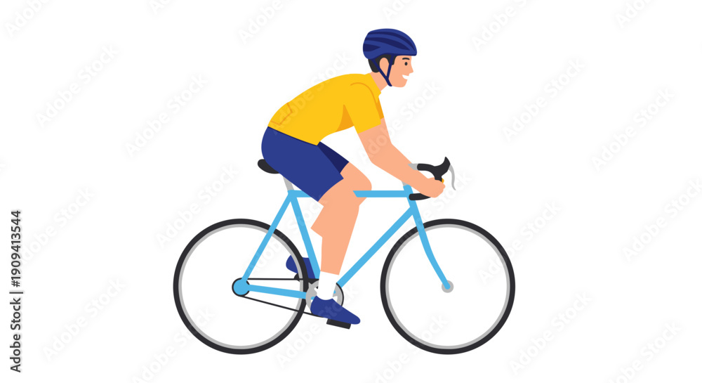 Fototapeta premium Man Riding Bicycle Illustration Profile View.