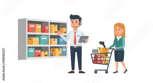 Man and Woman Shopping Together in Store.