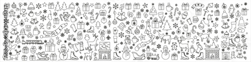Whimsical Hand-Drawn Christmas Icons Collage for Festive Design Projects