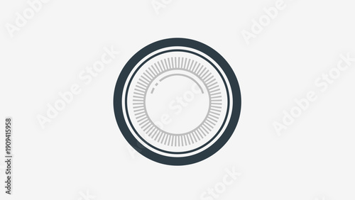 A minimalistic, concentric circle design on a white background, featuring internal radial lines