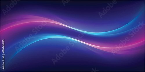 Abstract flowing neon waves in vibrant purple and blue gradients, smooth and elegant, futuristic digital art background.