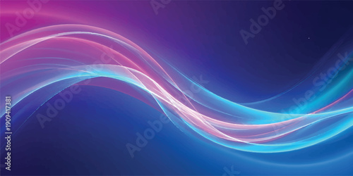 Dynamic abstract wave of glowing pink and blue light curves across a dark background, perfect for energetic and futuristic themes.