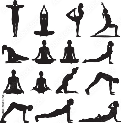 yoga poses for flexibility and balance in various positions and stances for exercise