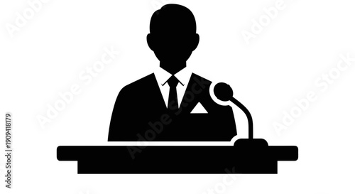 Businessman Speaking at Podium.