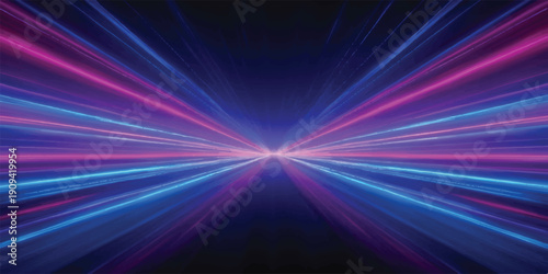 Hypnotic neon light streaks in vibrant pink and blue, creating a sense of fast motion and futuristic speed through a digital tunnel.