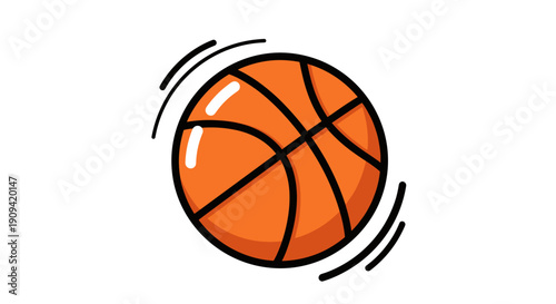 Orange Basketball Spinning with Motion Lines.
