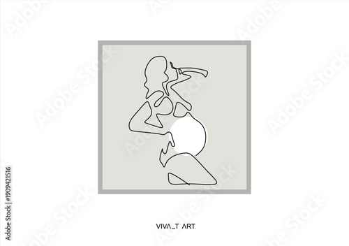 Beautiful pregnant Woman in one continuous line drawing. Healthy pregnancy and birth baby symbol in simple linear style. Concept for Happy Mother day banner. Editable stroke.