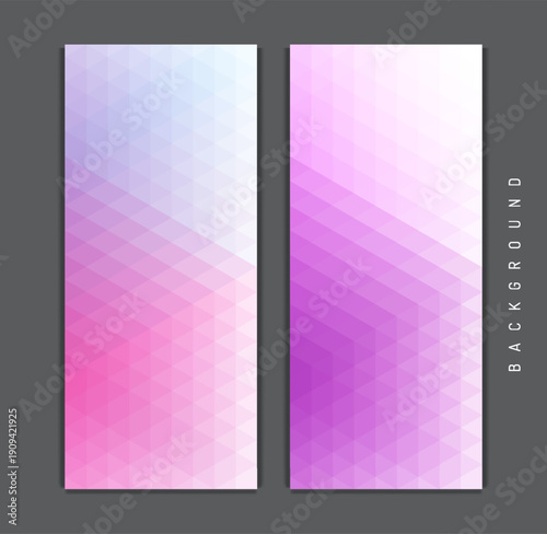 Vertical banner or stand for conference. Translucent geometric background. Mosaic. Color gradient. Sliced ​​effect. Vector for brochure, poster, cover, postcard, presentation, flyer, or banner.