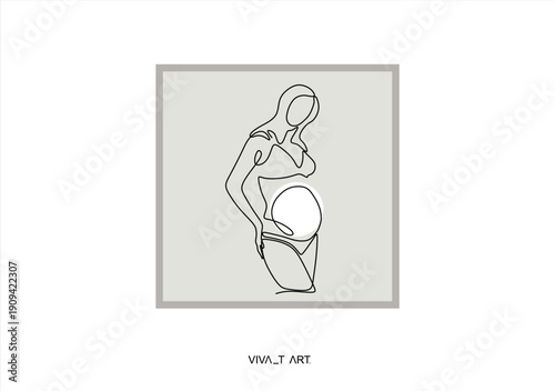 Beautiful pregnant Woman in one continuous line drawing. Healthy pregnancy and birth baby symbol in simple linear style. Concept for Happy Mother day banner. Editable stroke.