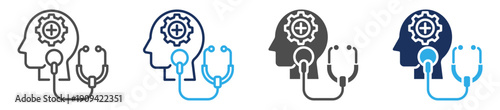 psychiatrists icon sheet with multi concept
