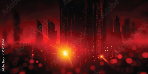 Vibrant red abstract background featuring glowing waves and bright fire energy lines over a dark black pattern for a modern music disco party wallpaper illustration