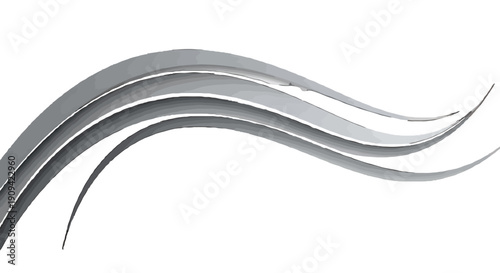 Abstract flowing gray metallic waves graphic design element. Modern wavy layers representing dynamic motion and elegant digital fluidity. Contemporary visual concept