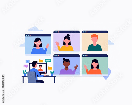 Online Video Conference Call for Remote Work