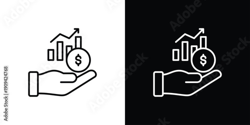 Profit growth Icon Sheet Multiple Style Collection Isolated Vector