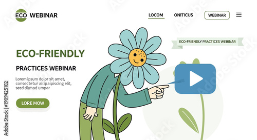 Eco-Friendly Webinar: Nature-Inspired Illustration with Flower Head Character
